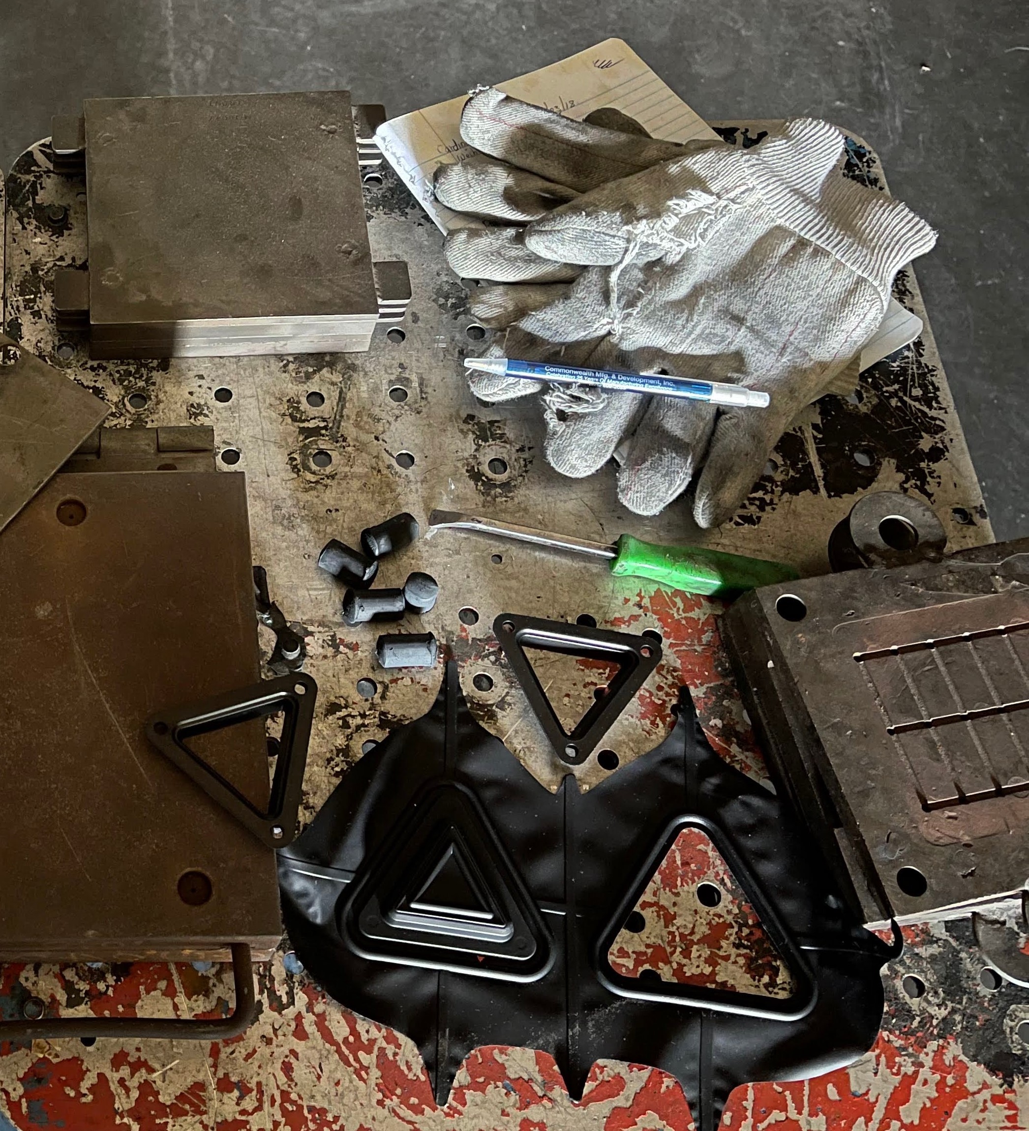 Rubber Molding Assembly in Production Worker assembling mold for rubber part production
